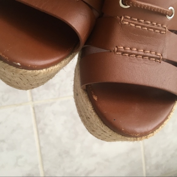 Polo Ralph Lauren Cognac Calfskin Estelle Wedges - Picture 10 of 11